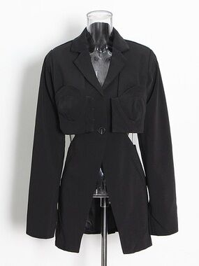 Women’s Black Cutout Tailored Blazer Jacket